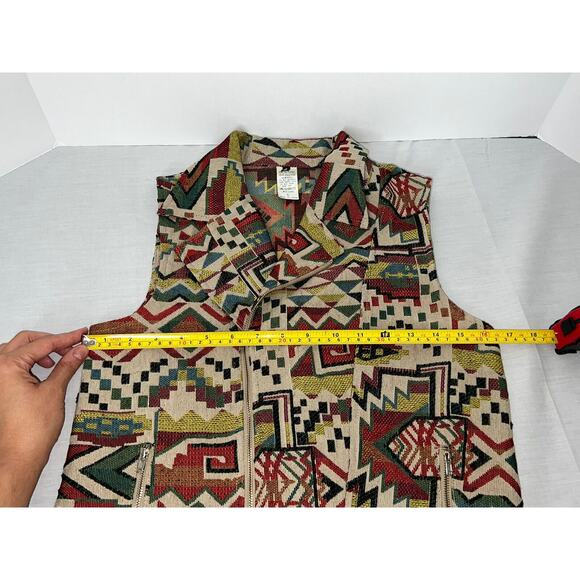 Aztec Vest Women’s Size Small Southwestern Tapestry West 36th Diagonal Zip Rodeo - Picture 4 of 13